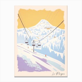 Poster Of La Plagne   France, Ski Resort Pastel Colours Illustration 1 Canvas Print