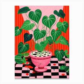 Pink And Red Plant Illustration Peperomia 1 Canvas Print