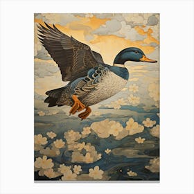 Mallard Duck Gold Detail Painting Canvas Print
