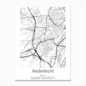 Anderlecht,Belgium Minimalist Map Canvas Print