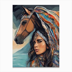 Woman And A Horse 1 Canvas Print