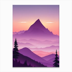 Misty Mountains Vertical Composition In Purple Tone 65 Canvas Print