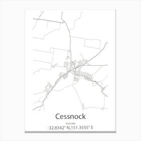 Cessnock,Australia Minimalist Map Canvas Print