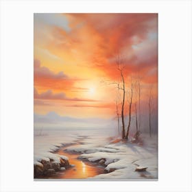 Sunset In The Snow . 2 Canvas Print