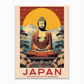 The Great Buddha Of Kamakura, Visit Japan Vintage Travel Art 2 Canvas Print