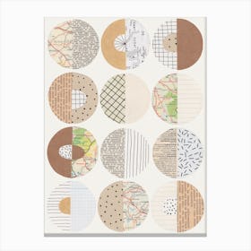Patterned Circles Maps And Kraft Paper Canvas Print