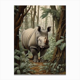 Rhino Deep In The Nature 1 Canvas Print