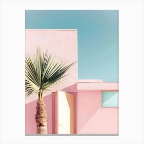 Pink House With Palm Tree Stampe su tela