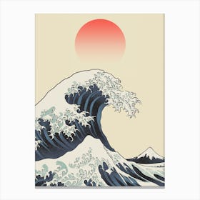 The Great Wave Off Kanagawa Inspired Art Print Red Sun Canvas Print