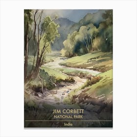 Jim Corbett National Park India Watercolour 4 Canvas Print