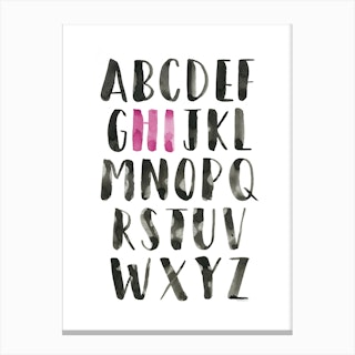 Alphabet Hi Pink Canvas Print