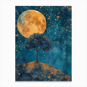 Full Moon With Tree Canvas Print