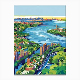 Pelham Bay New York Colourful Silkscreen Illustration 4 Canvas Print