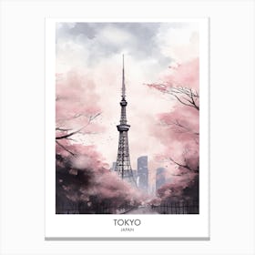 Tokyo 4 Watercolour Travel Poster Canvas Print