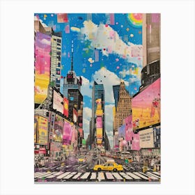 New York   Retro Collage Style 3 Canvas Print