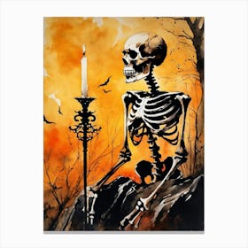 Vintage Halloween Gothic Skeleton Painting (20) Canvas Print