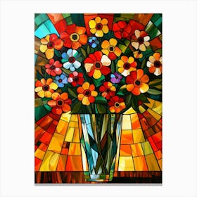 Stained Glass Flowers In A Vase Canvas Print