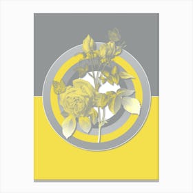Vintage White Bengal Rose Botanical Geometric Art in Yellow and Gray n.215 Canvas Print
