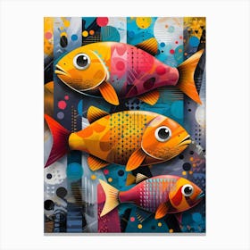 Fishes, Vibrant, Bold Colors, Pop Art Canvas Print