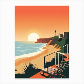 Malibu Beach California, Usa, Bold Outlines 3 Canvas Print