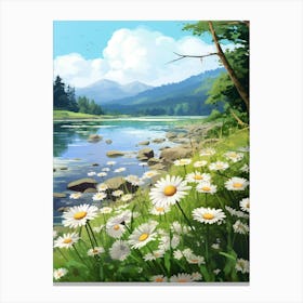 Daisy Wildflower At The River Bank (2) Canvas Print