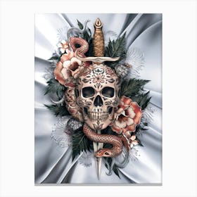 Skull and Dagger Sketch Art Poster #3 Canvas Print