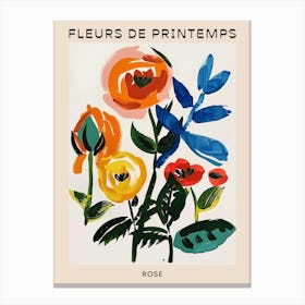Spring Floral French Poster  Rose 15 Canvas Print