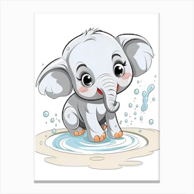 Cute Elephant In The Water Canvas Print