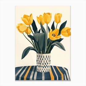 Tulip Flowers On A Table   Contemporary Illustration 3 Canvas Print