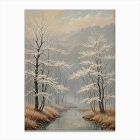 Grey Misty Trees Canvas Print