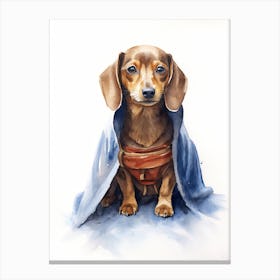 Dachshund Dog As A Jedi 4 Canvas Print