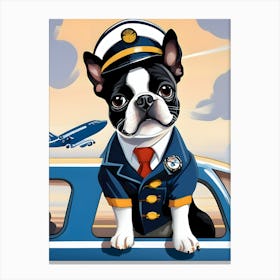 Boston Terrier Pilot-Reimagined 4 Canvas Print