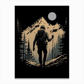 Hiker In The Mountains Canvas Print