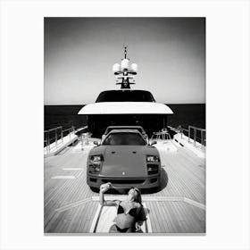 Luxury Yacht Black And White Canvas Print