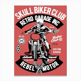 Skull Biker Club 1 Canvas Print