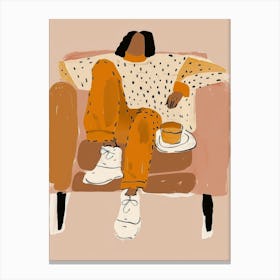 Illustration Of A Woman Relaxing On A Couch Canvas Print