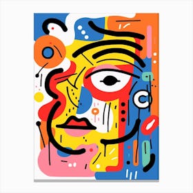 Geometric Colourful Face Illustration 4 Canvas Print