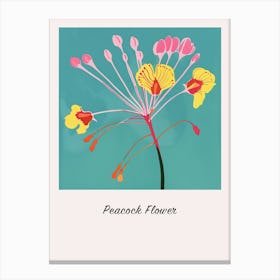 Peacock Flower 2 Square Flower Illustration Poster Canvas Print