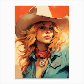 Portrait Cowgirl Illustration 3 Canvas Print