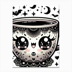 Sugar Skull Coffee Cup Canvas Print