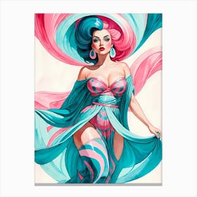 Portrait Of A Curvy Woman Wearing A Sexy Costume (13) Canvas Print