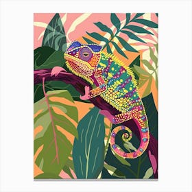 Chameleon In The Jungle Modern Abstract Illustration 1 Canvas Print