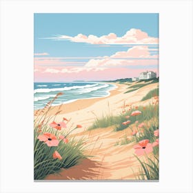 An Illustration In Pink Tones Of Outer Banks Beach North Carolina 4 Canvas Print