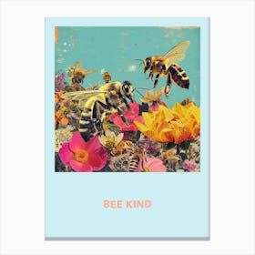 Bee Kind Retro Poster Canvas Print