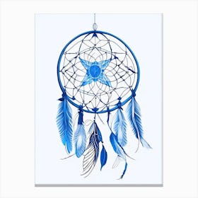 Dreamcatcher Symbol 1 Blue And White Line Drawing Canvas Print