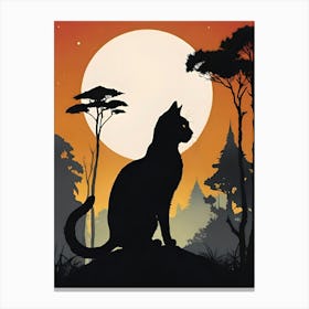 Silhouette Of A Cat Canvas Print