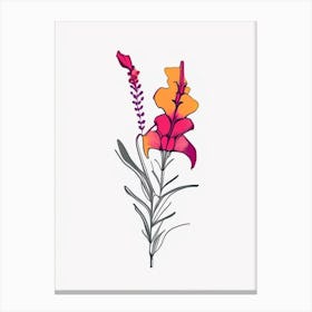 Snapdragon Floral Minimal Line Drawing 4 Flower Canvas Print