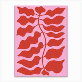 Leaves Pink Red Canvas Print