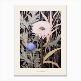 Flower Illustration Cornflower 2 Poster Canvas Print