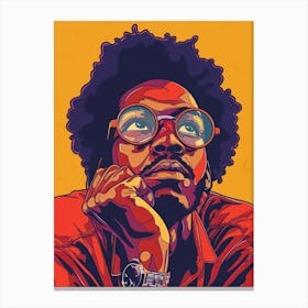 Retro 70's Black Man Thinking Nice Glasses Canvas Print